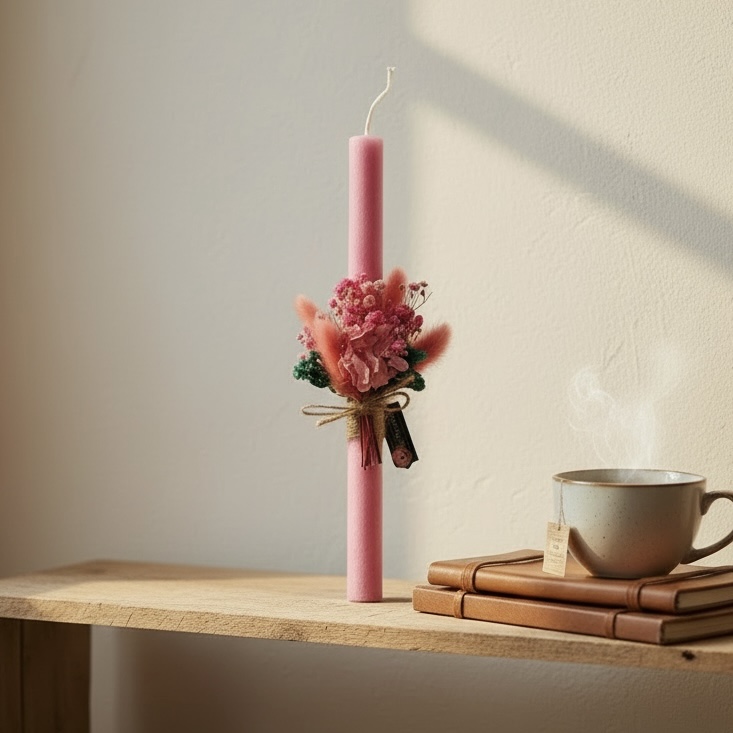 Λαμπάδα σε Ρόζ - Blush Bloom